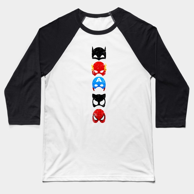 Masked Heroes Baseball T-Shirt by Scar